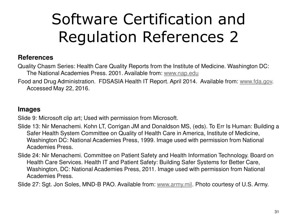 software certification and regulation references 2