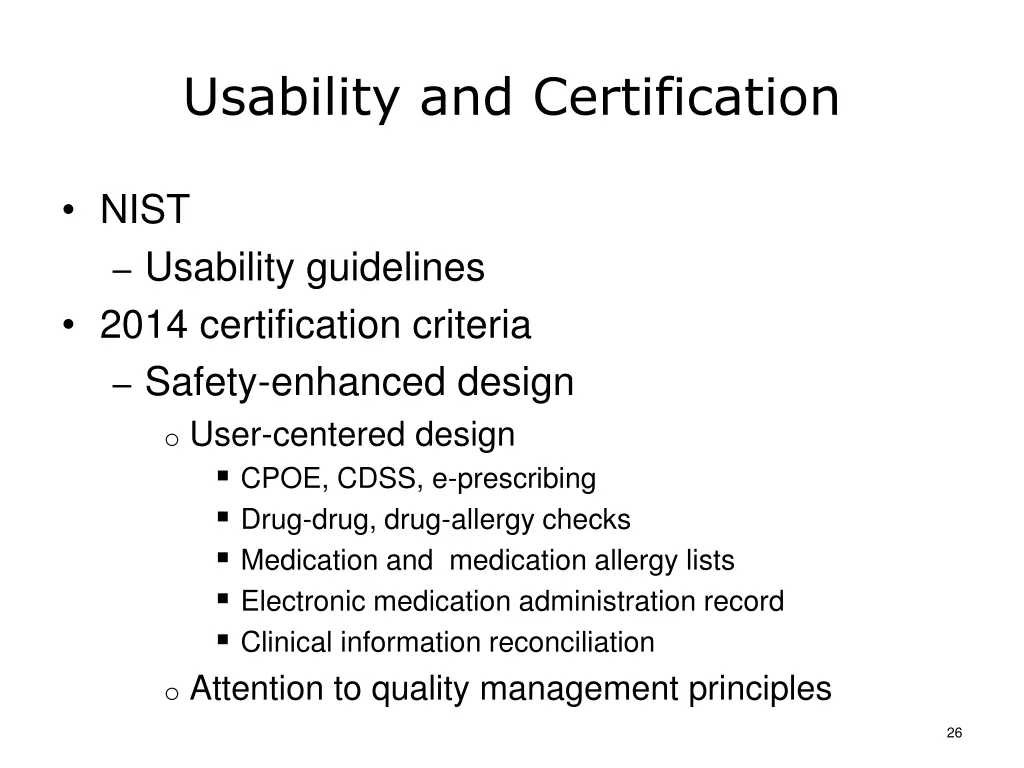 usability and certification