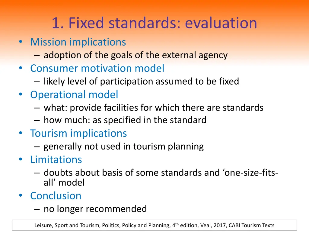 1 fixed standards evaluation mission implications