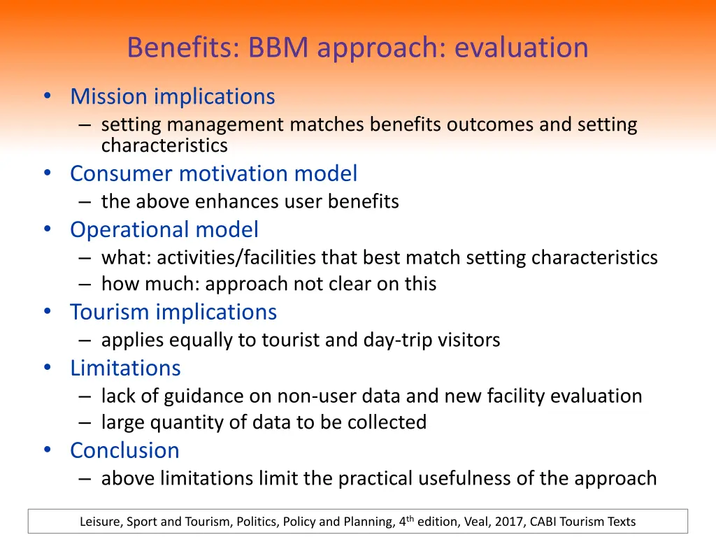 benefits bbm approach evaluation