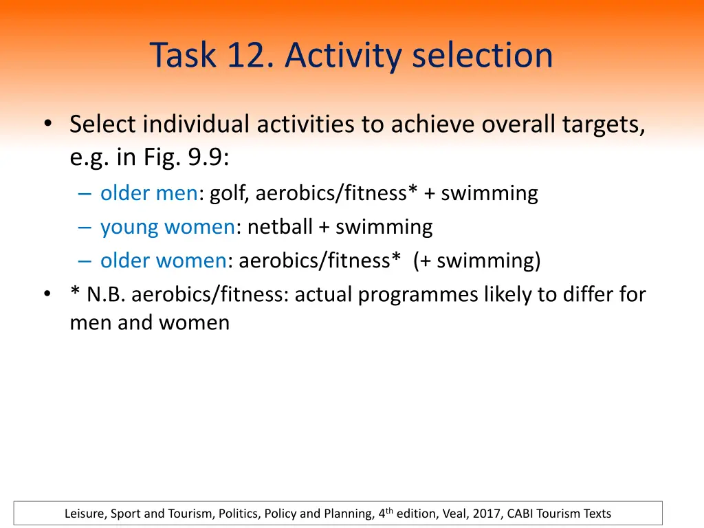 task 12 activity selection