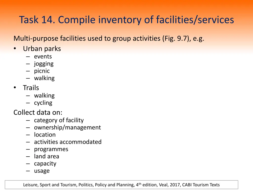 task 14 compile inventory of facilities services