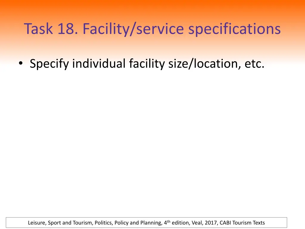 task 18 facility service specifications