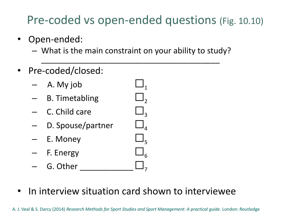 pre coded vs open ended questions fig 10 10