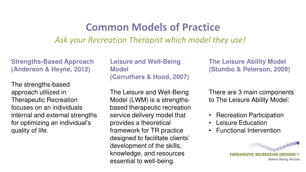 common models of practice