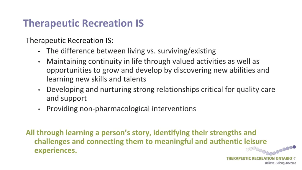 therapeutic recreation is