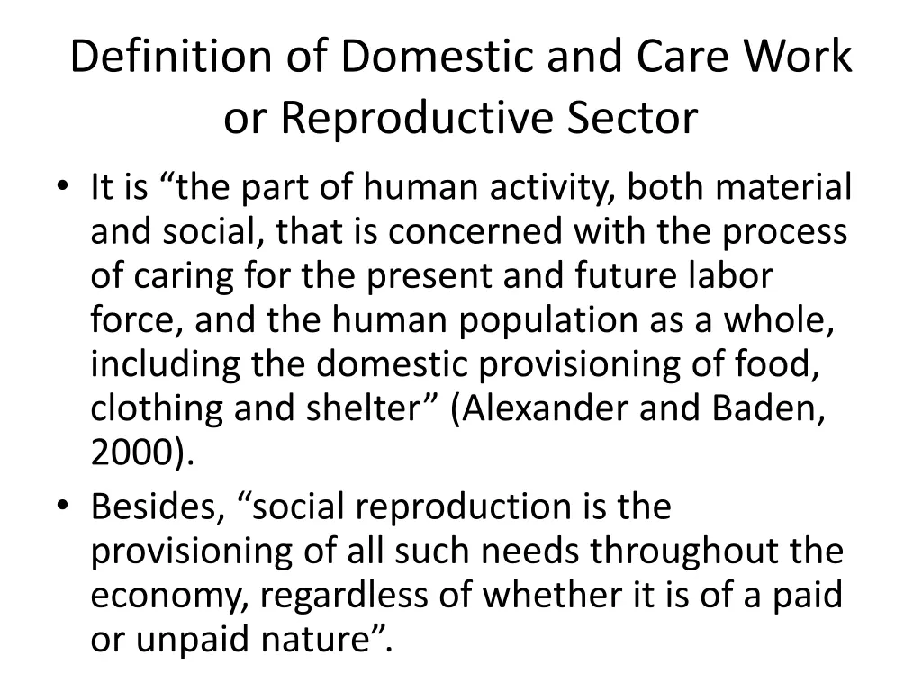 definition of domestic and care work 1