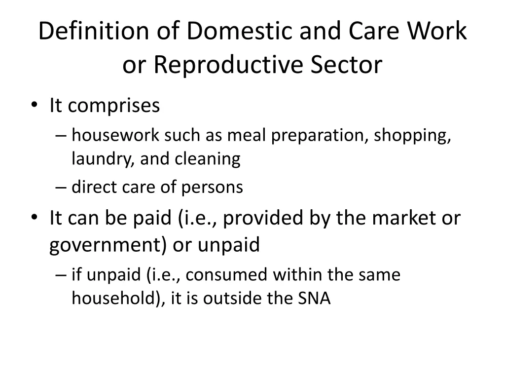 definition of domestic and care work