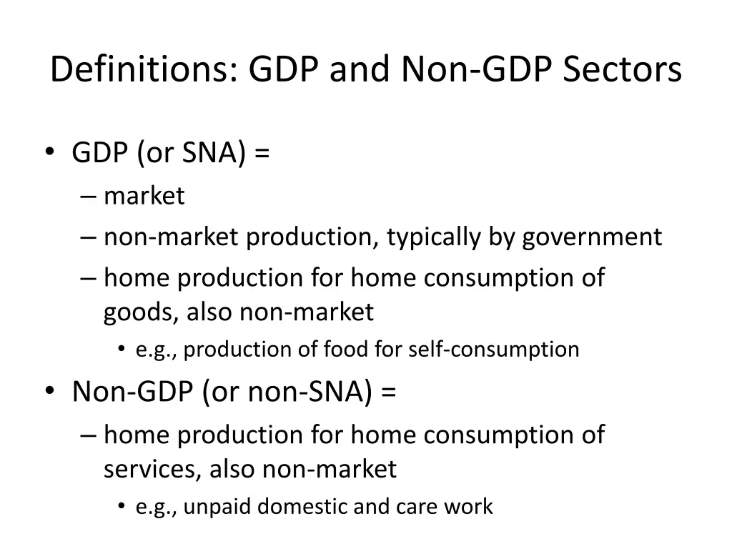 definitions gdp and non gdp sectors