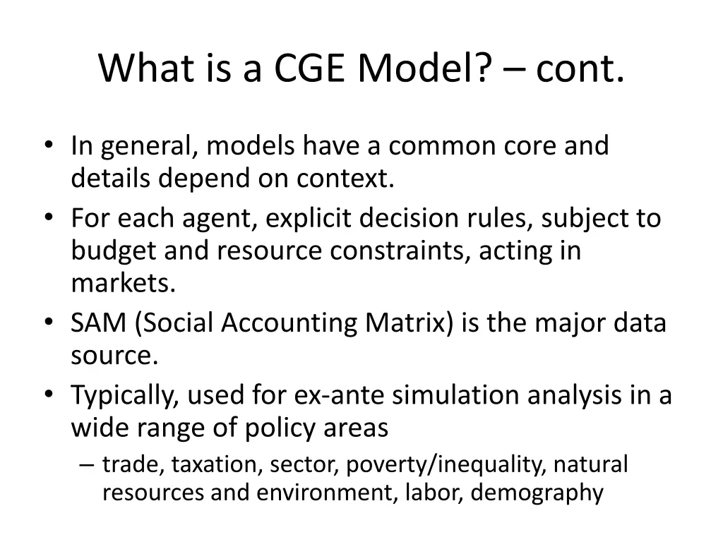 what is a cge model cont