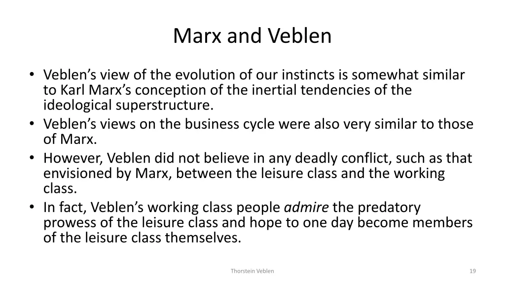 marx and veblen