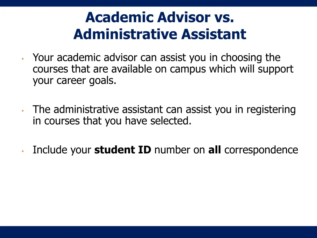 academic advisor vs administrative assistant