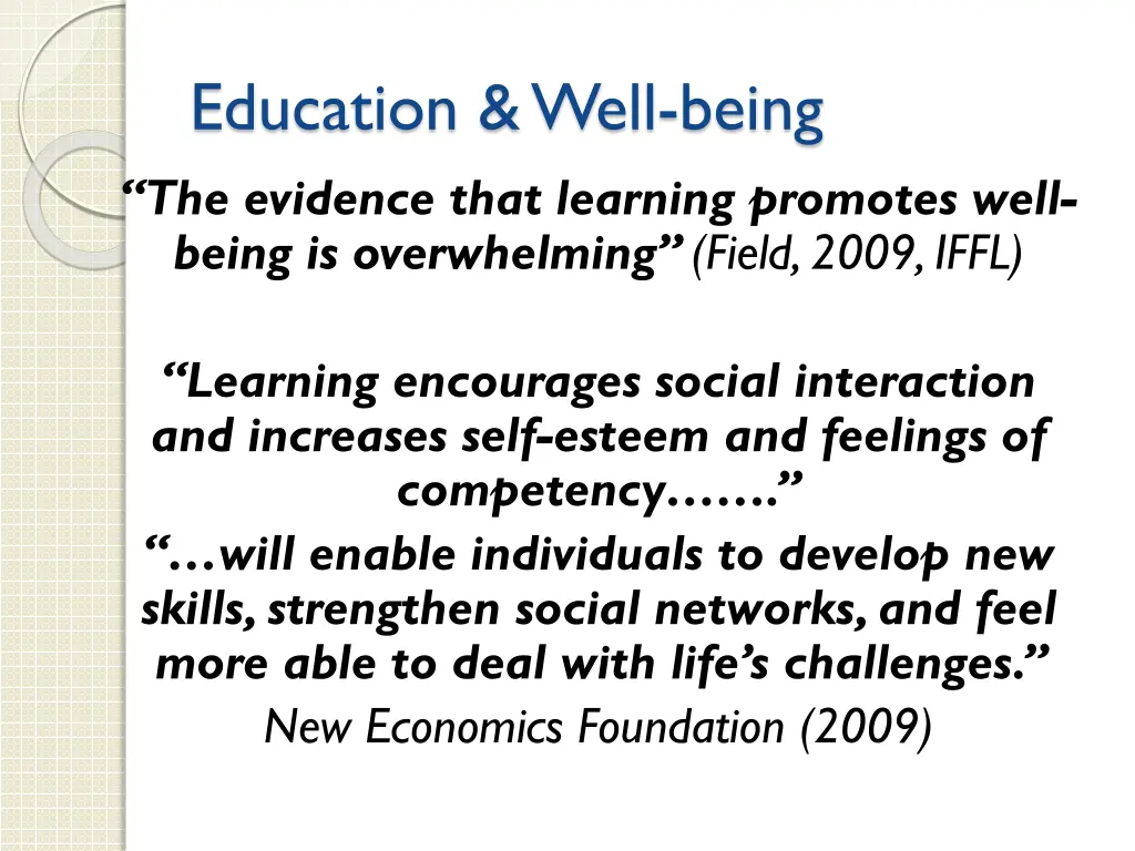 education well being the evidence that learning