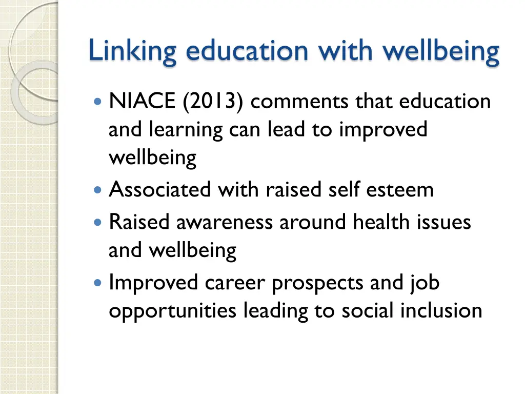 linking education with wellbeing