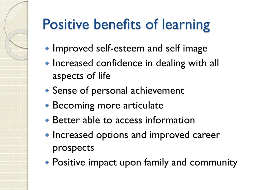 positive benefits of learning