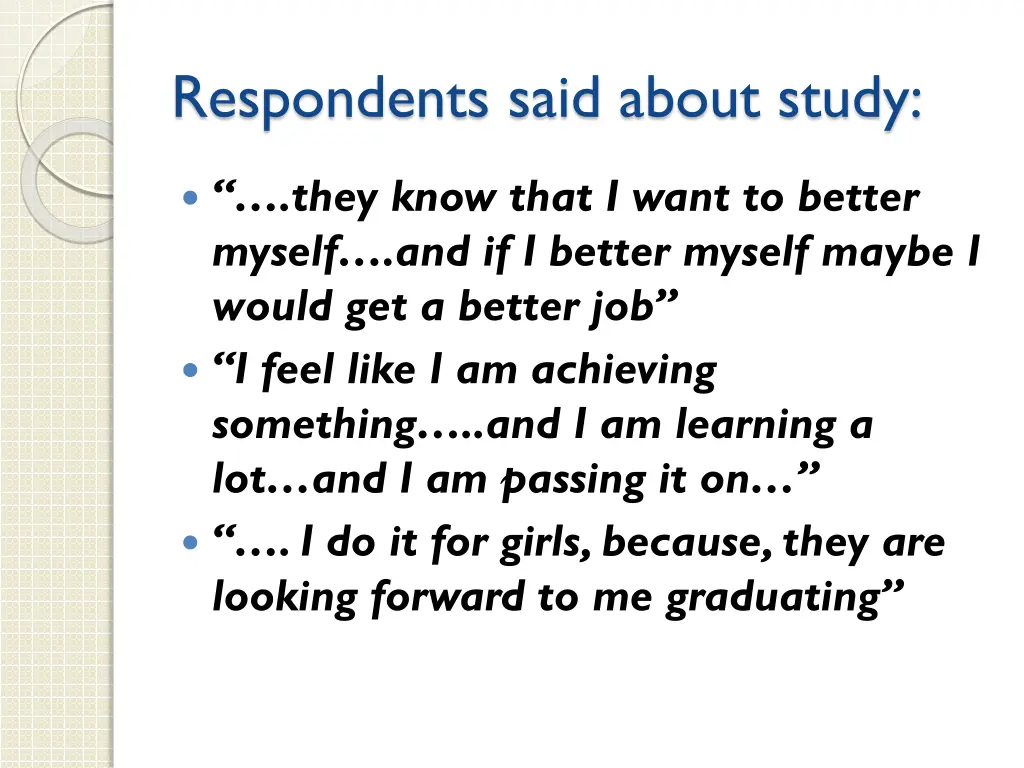 respondents said about study