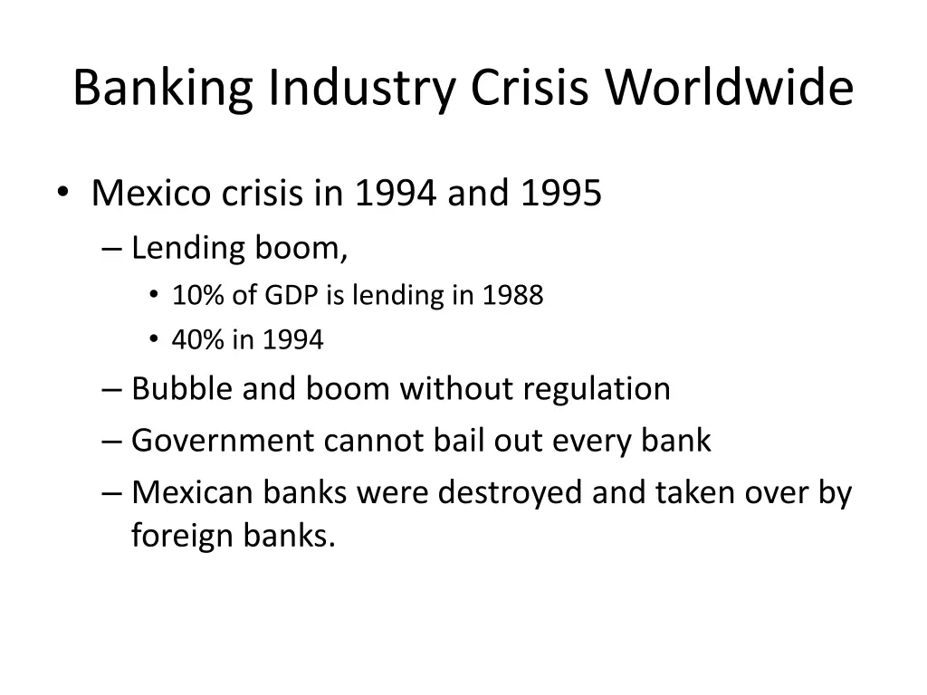 banking industry crisis worldwide