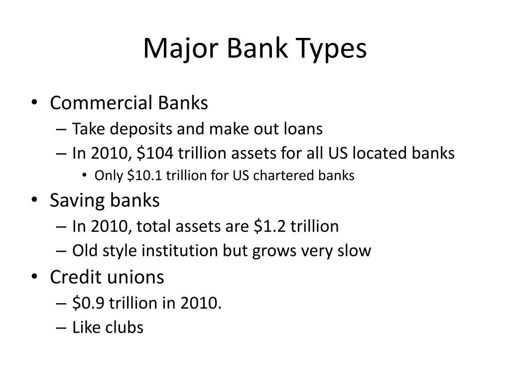 major bank types