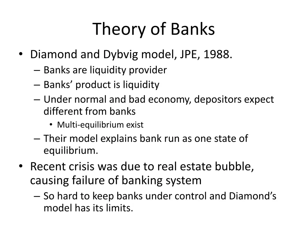 theory of banks