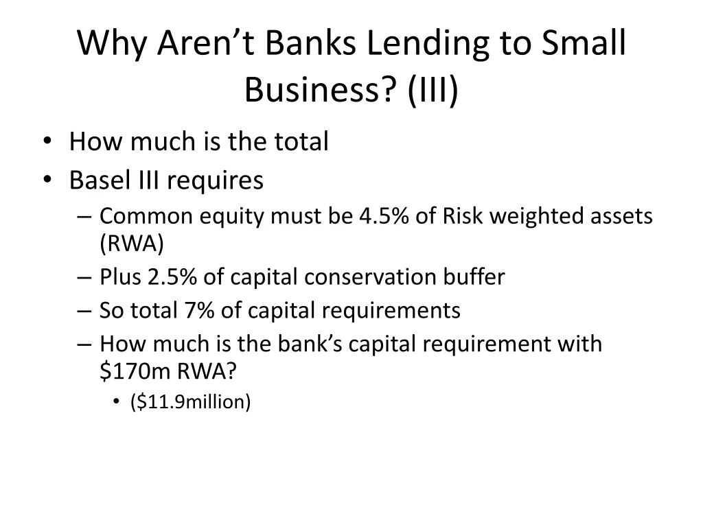 why aren t banks lending to small business 1