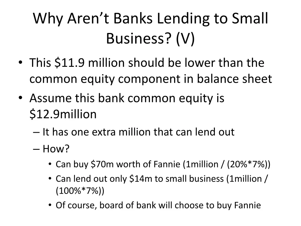 why aren t banks lending to small business v