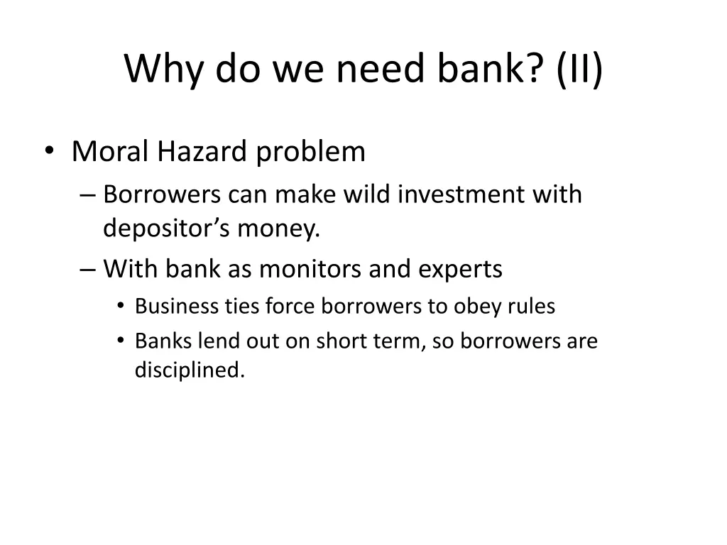 why do we need bank ii