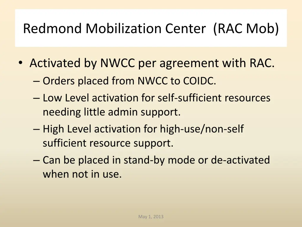 redmond mobilization center rac mob