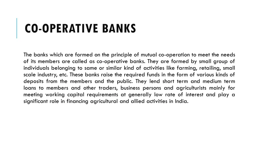 co operative banks