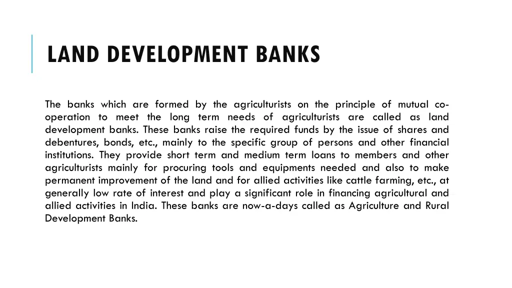 land development banks