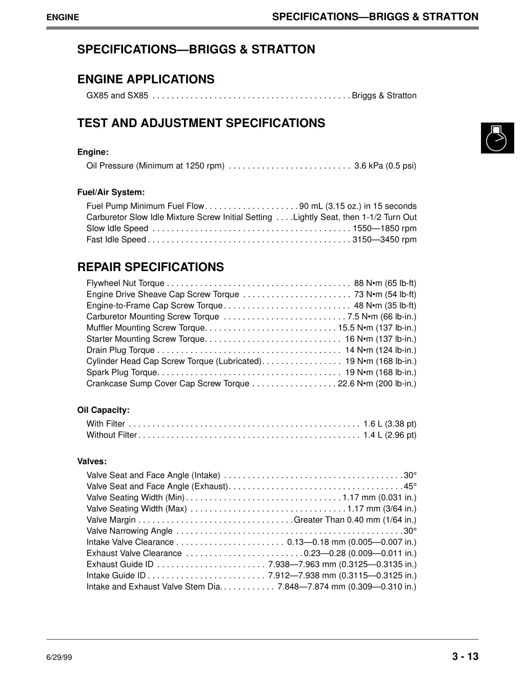 specifications briggs stratton