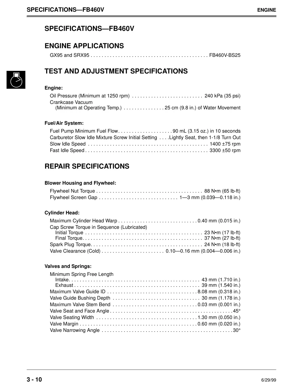 specifications fb460v