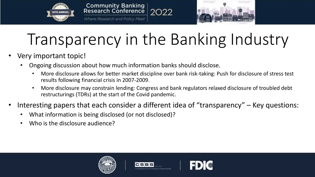 transparency in the banking industry very