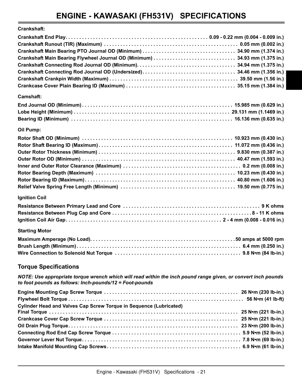 engine kawasaki fh531v specifications 2