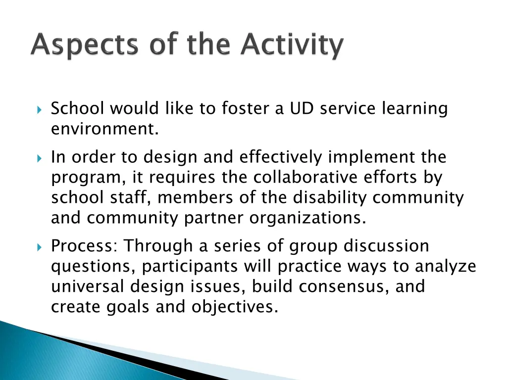 school would like to foster a ud service learning