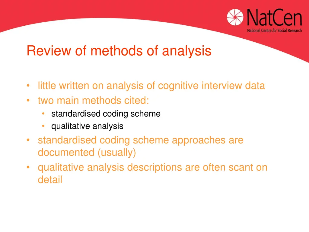 review of methods of analysis