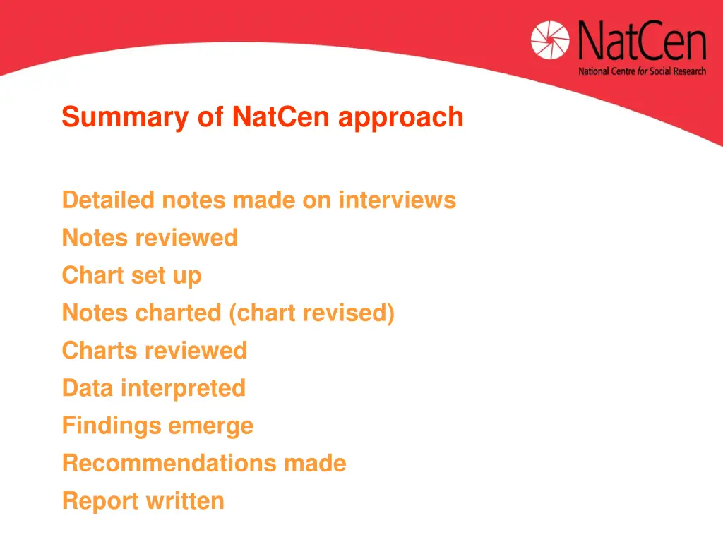 summary of natcen approach