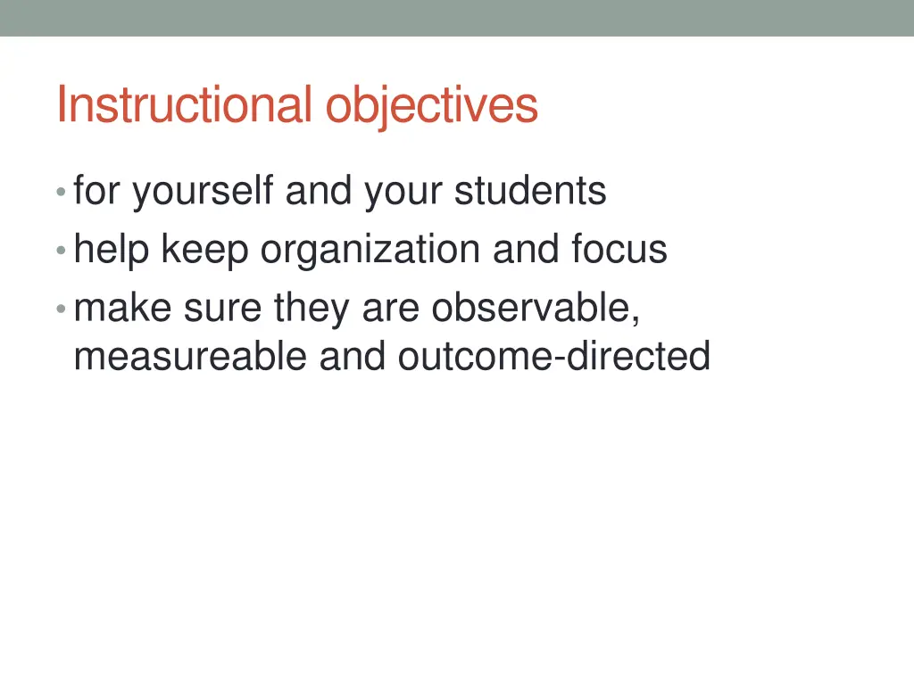 instructional objectives