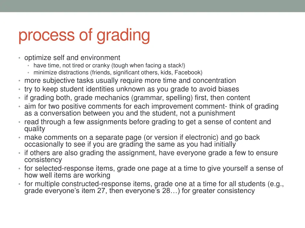 process of grading