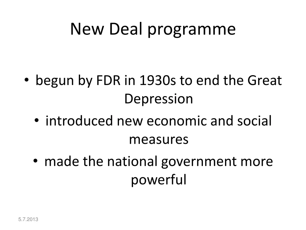 new deal programme