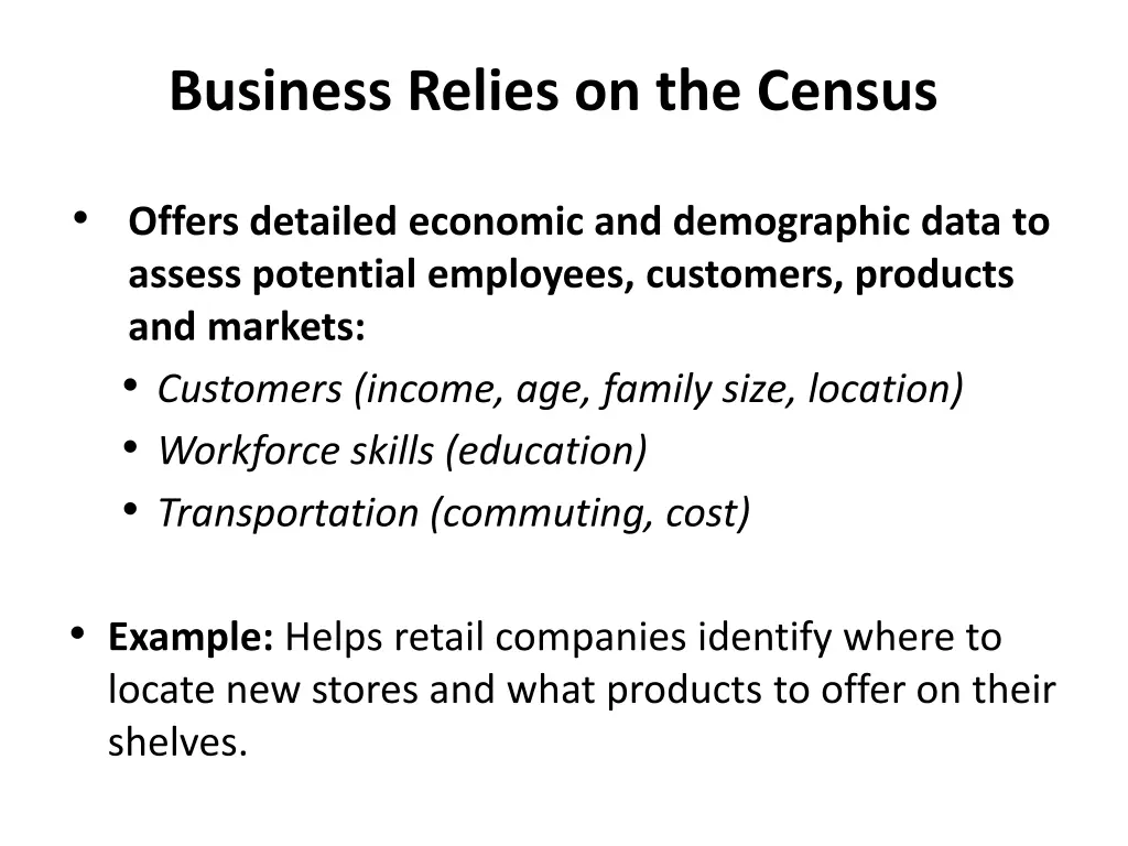 business relies on the census