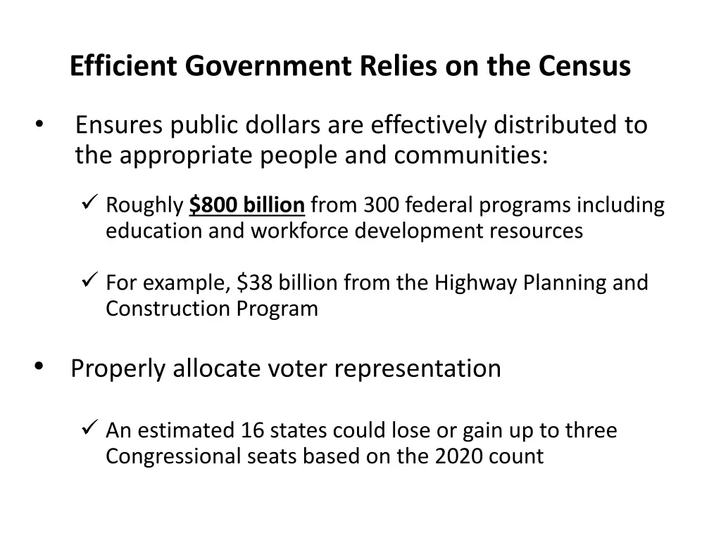 efficient government relies on the census