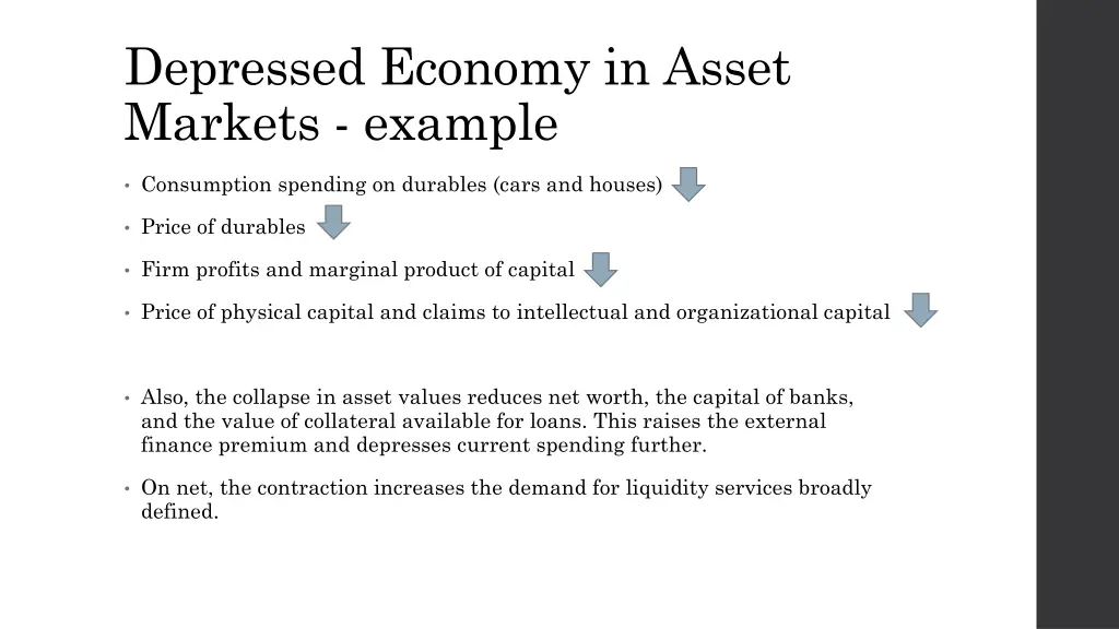 depressed economy in asset markets example