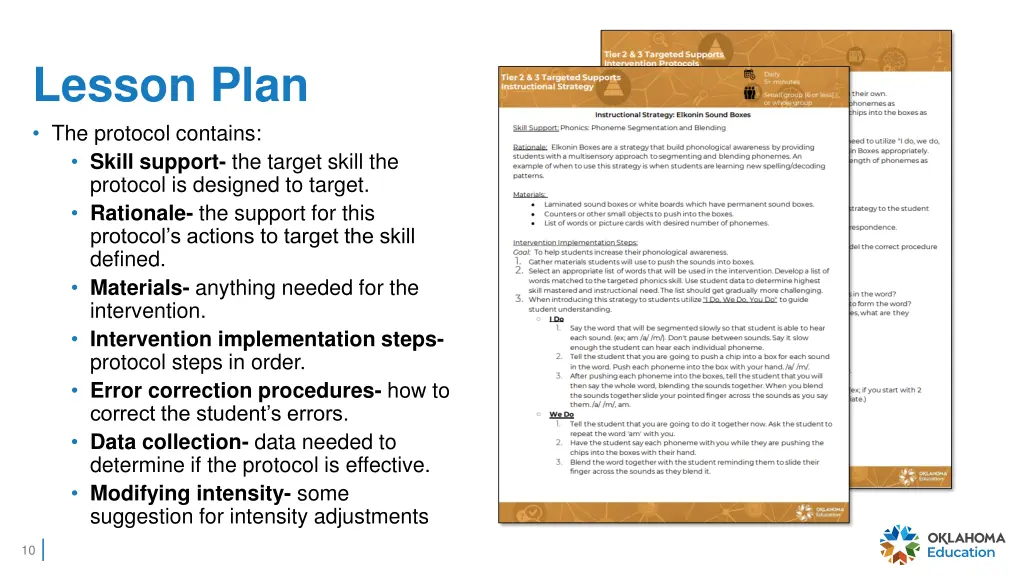 lesson plan the protocol contains skill support