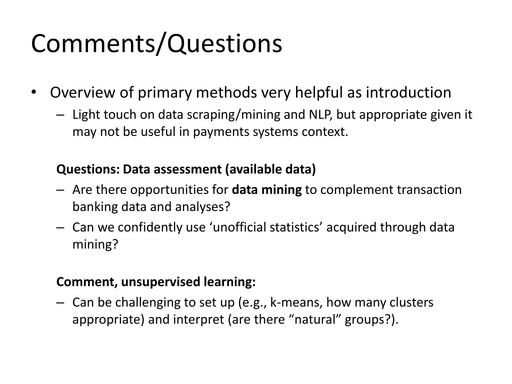 comments questions