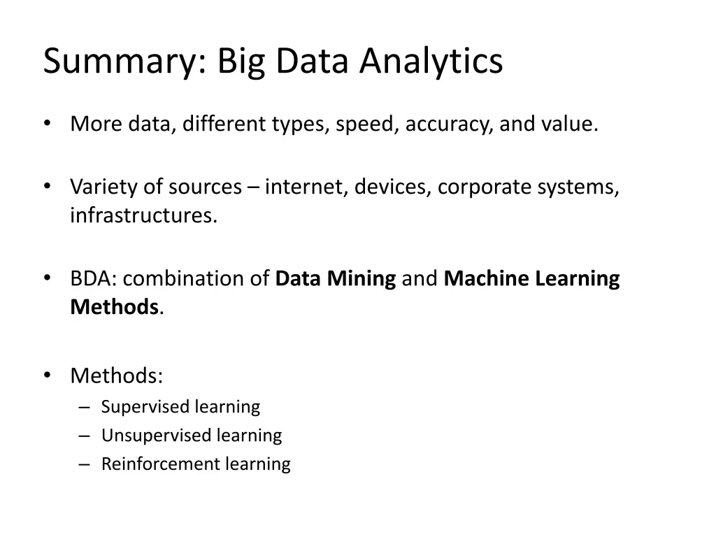 summary big data analytics