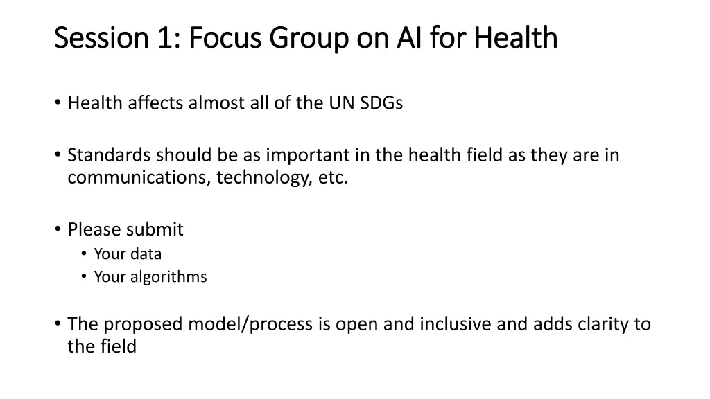 session 1 focus group on ai for health session