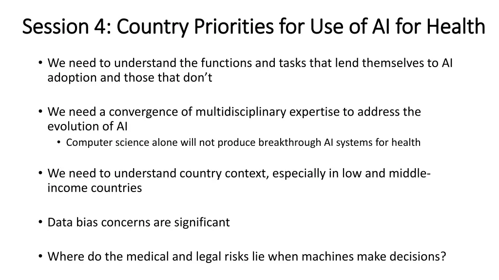 session 4 session 4 country priorities