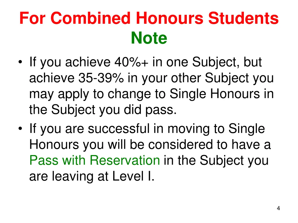 for combined honours students note if you achieve