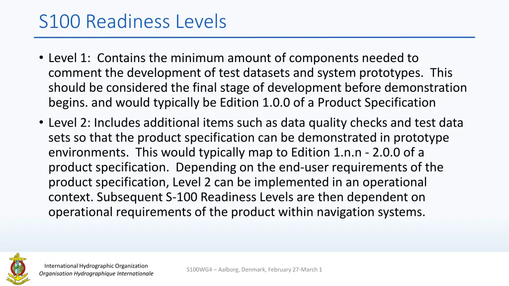 s100 readiness levels 1