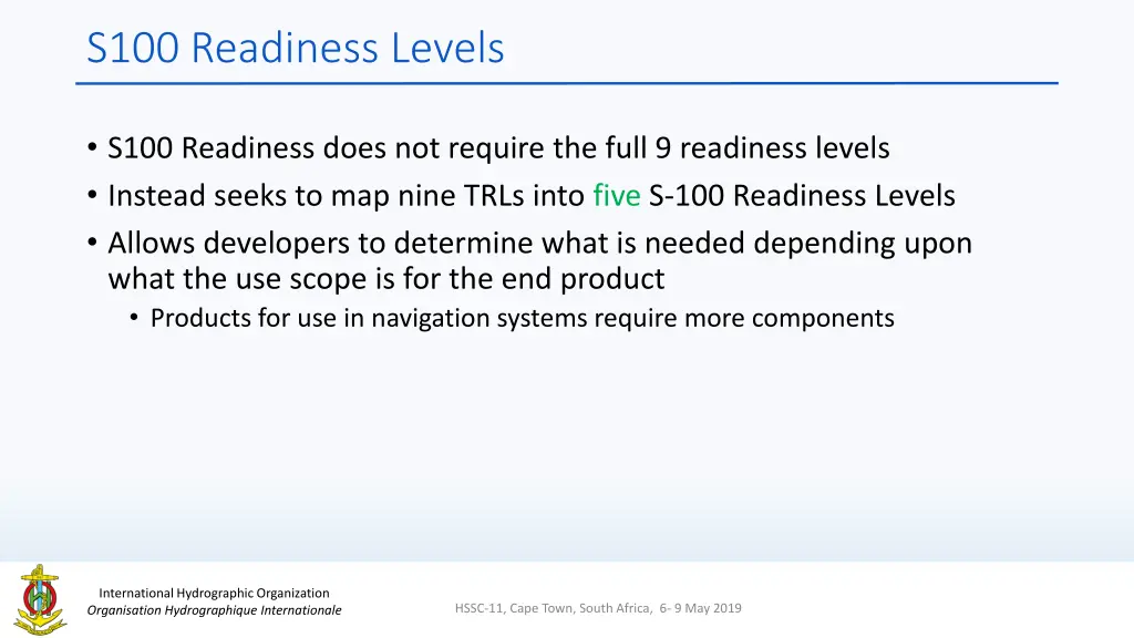 s100 readiness levels